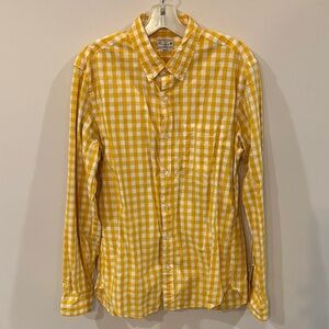 J Crew Yellow and White Plaid Button-Down Shirt Men's M